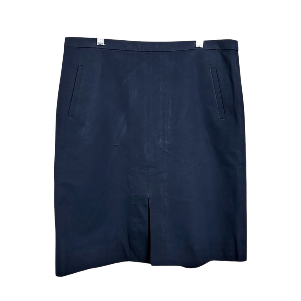 J Crew Womens Sz 12 A-line Skirt Bi-Stretch Cotton #b8273 Navy Blue Knee Length